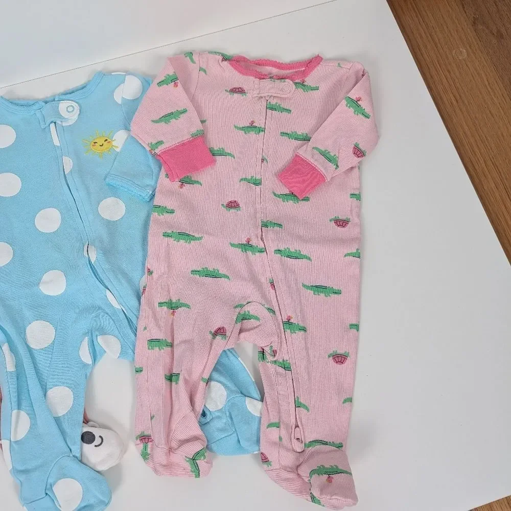 Carter's Footed Zip Up Pajamas Lot of 3 3 Months